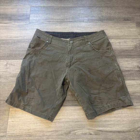 Kuhl Other - Kuhl Men's Vintage Patina Dye Hiking Shorts Zip Cargo Pockets Size 36 Olive